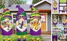 3 Pcs Mardi Gras Decorations Outdoor Mardi Gras Yard Sign with Stake Carnival