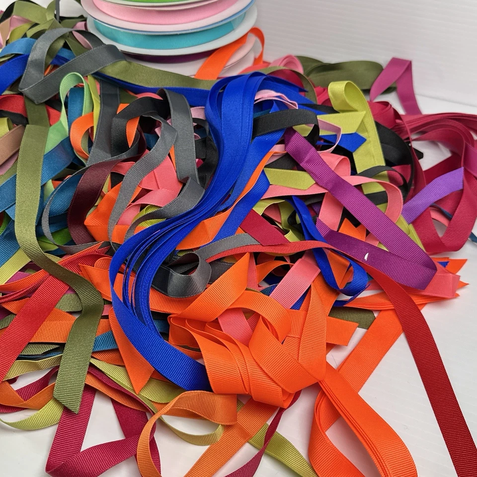 Large Lot of Solid Grosgain Ribbon 5/8" Various Colors - Rolls + Loose - Image 3 of 4