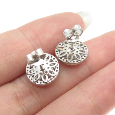 925 Sterling Silver Round-Cut Shaped C Z Stud Earrings | eBay