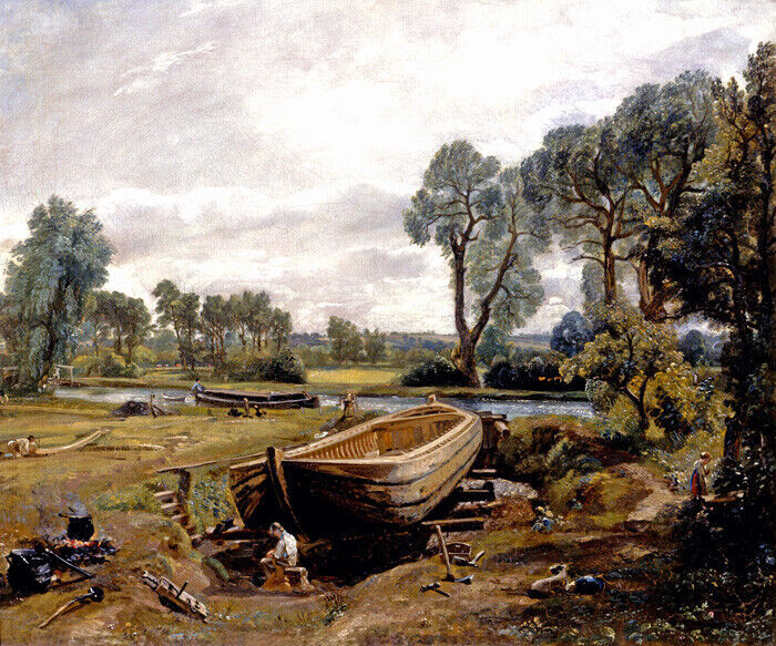 BOAT BUILDING NEAR FLATFORD MILL ENGLAND 1815 PAINTING BY BOAT BUILDING NEAR FLATFORD MILL ENGLAND 1815 PAINTING BY