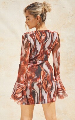 swirl print mesh tie dress Swirl Print Mesh Tie Dress Medium / MINI