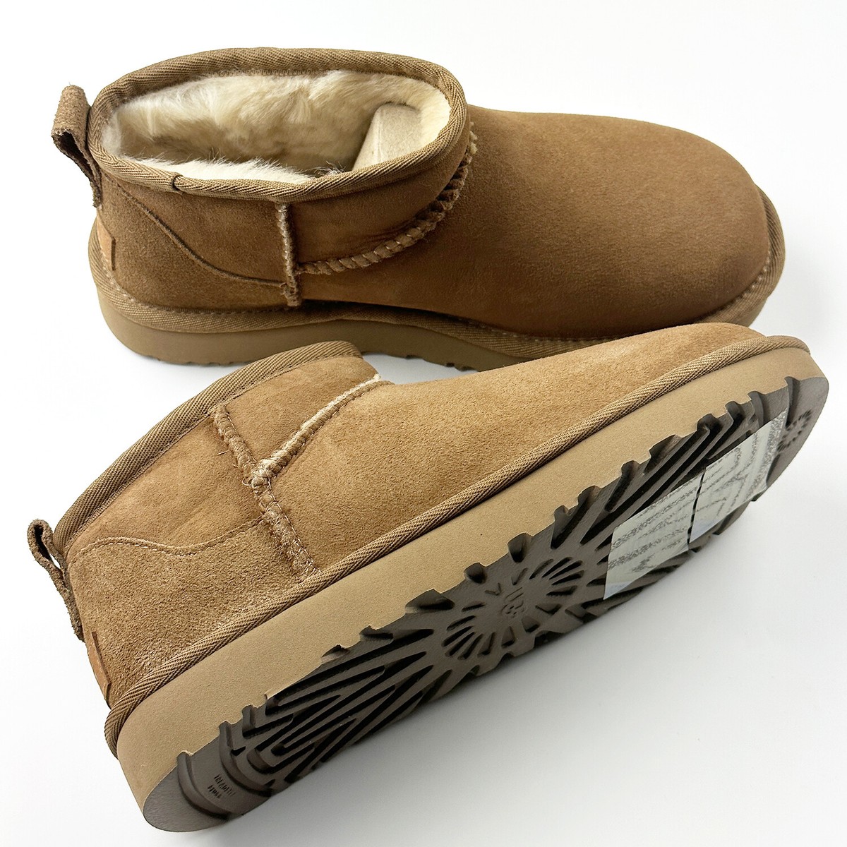ショートブーツ・ブーティ UGG Brown 'Ultra Mini' Boots in Suede Woman (1116109 CHE) NEW* WOMEN UGG Classic Ultra Mini Boot Chestnut Brown