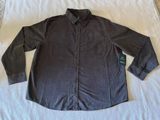 Men’s George Long Sleeve Micro Corduroy Shirt Charcoal Size 2XL (50-52)