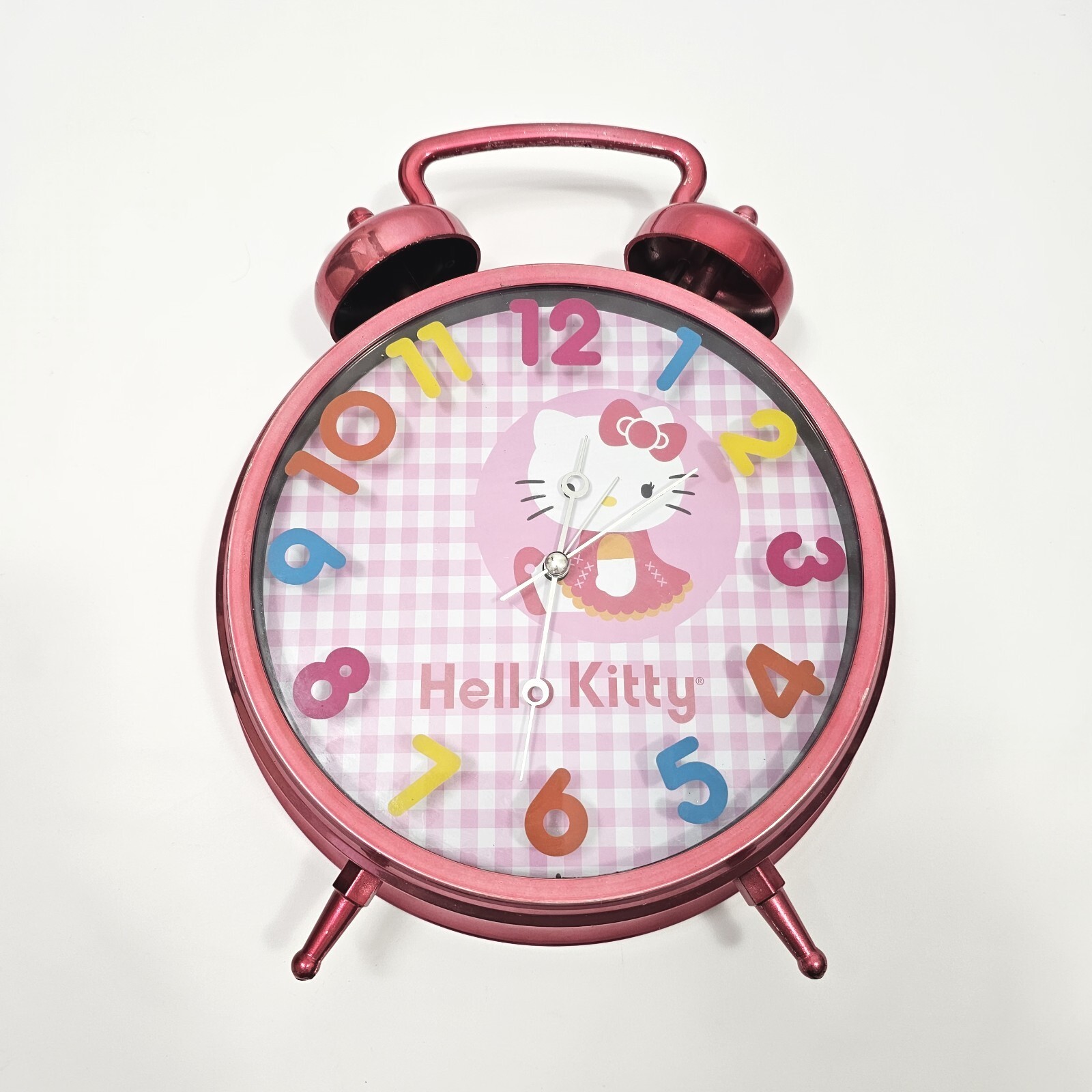 Hello Kitty Sanrio Twin Bell Jumbo 12" Tall Hang or Standing Alarm Clock Working
