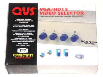 QVS CA298-4P VGA/HD15 4-Port Manual Video Switcher- Gray