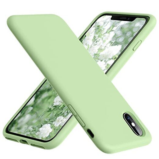 for iPhone Xs Max Case, Soft Liquid Silicone Slim Rubber Full Body Matcha