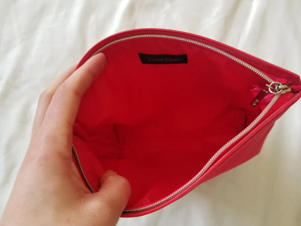 Lancome Paris Eiffel Tower Cosmetic Bag Makeup Organizer Travel Red 7.75" x 9" - Image 3 of 4