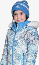 Snozu Girls Hooded Puffer Flower Hooded Jacket Coat w Hat Blue/White 18MONTH NWT