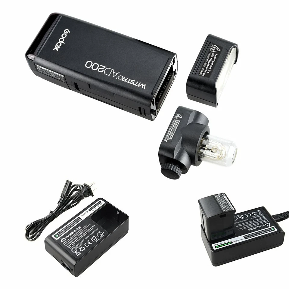 Godox AD200 2.4G TTL 1/8000s HSS 2900mAh Double Head Pocket Flash Speedlite US - Image 2 of 4