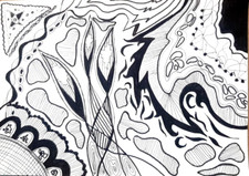 Dipinto Astratto Originale Arte Astratta di Artista Ucraina 5,8x8,3" Firmato