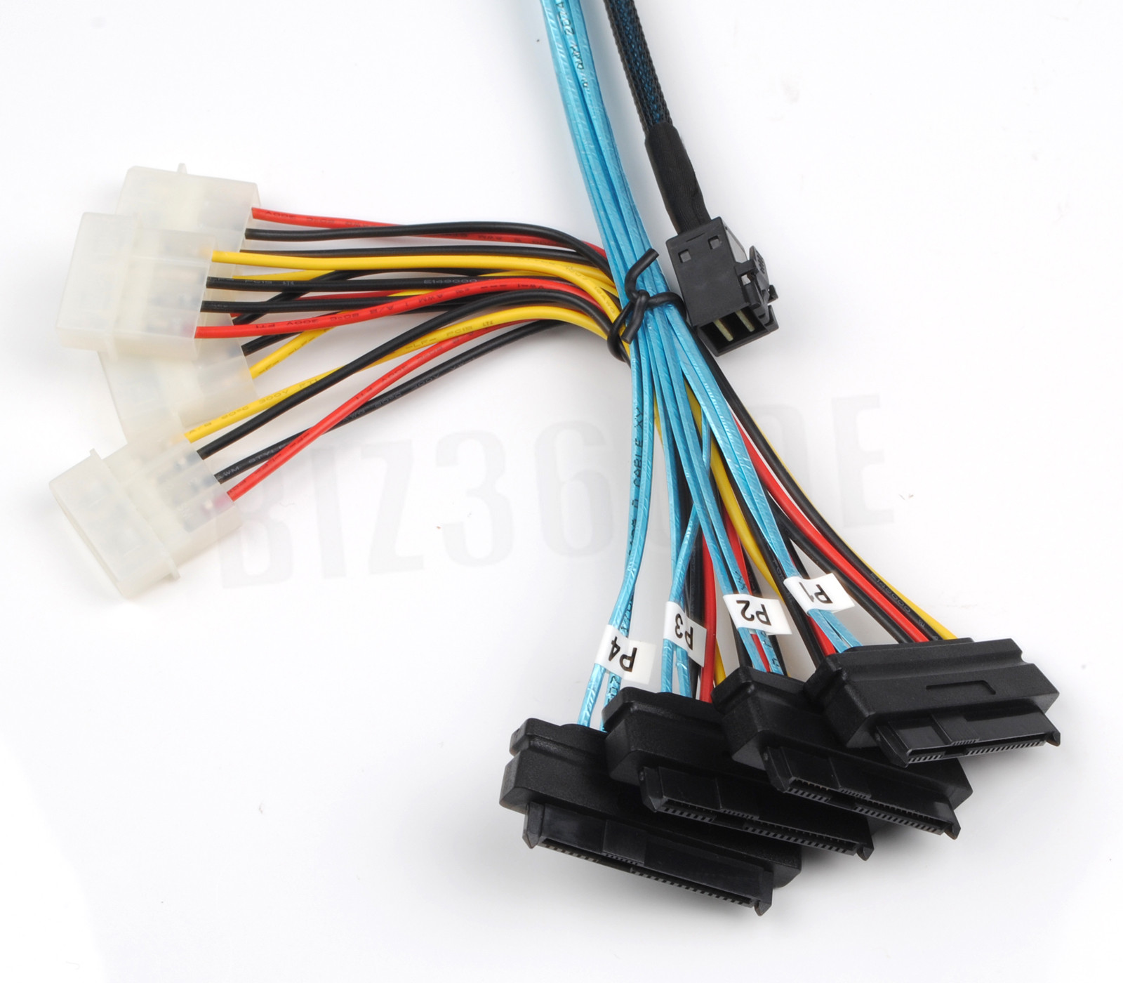 12Gbps Mini SAS SFF-8643 Host to 4xSAS SFF-8482 Target Cable Mit IDE Power kabel