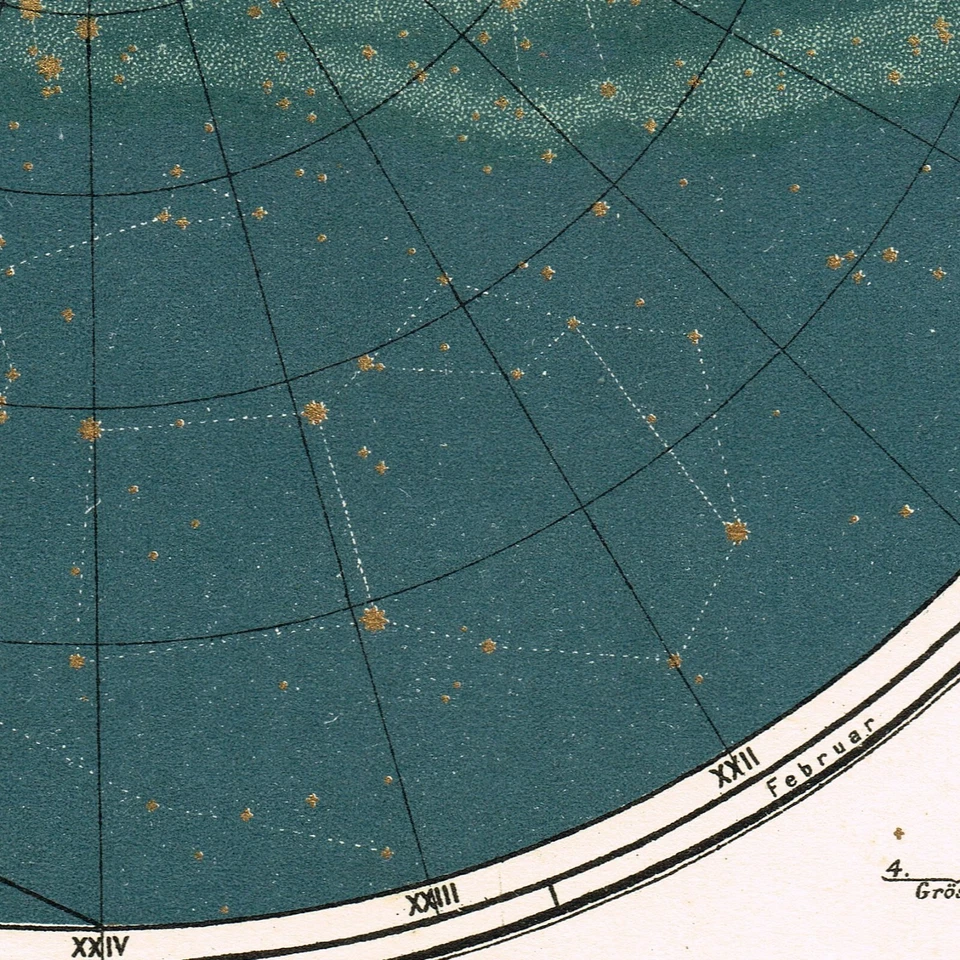 Mapa antiguo de constelaciones STARS 1894 del cielo norte Vía Láctea carta celeste Foto 3 de 4