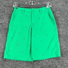 Under Armour Shorts Youth Boys Size 12 Green Geometric Casual Golf School