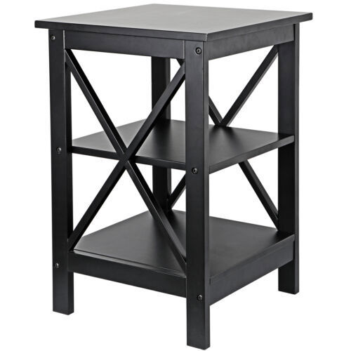 24 Zoll Beistelltisch mit Aufbewahrungsregal Sofa Tisch X-Design schwarz/weiß/braun - Bild 10 von 28