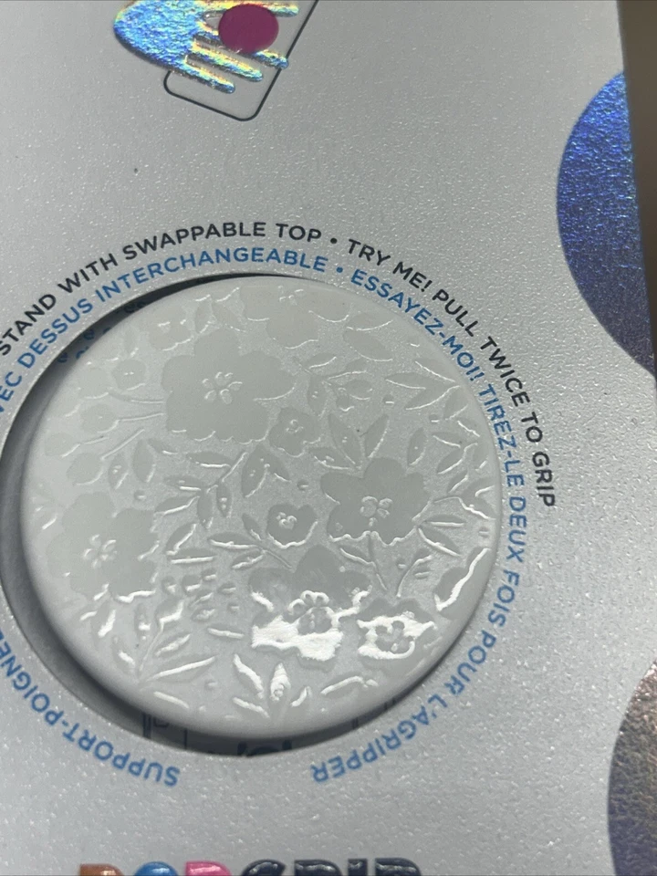 Pop Socket PopGrip Phone Grip & Stand with Swappable Top -  WHITE FLORAL - Image 2 of 2