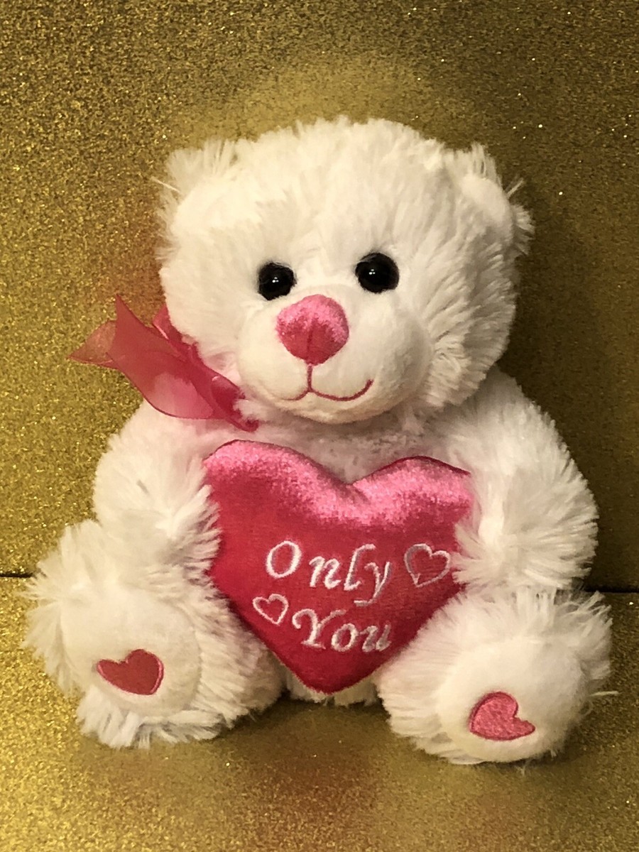 Valentine's Day Teddy Bear White Pink Heart ONLY YOU 7