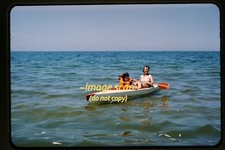 Woman Paddling a Kayak in the Ocean in 1967, Original Slide aa 21-22b