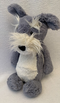JELLYCAT Bashful Schnauzer Gray Cream Puppy Dog Medium 12” Plush