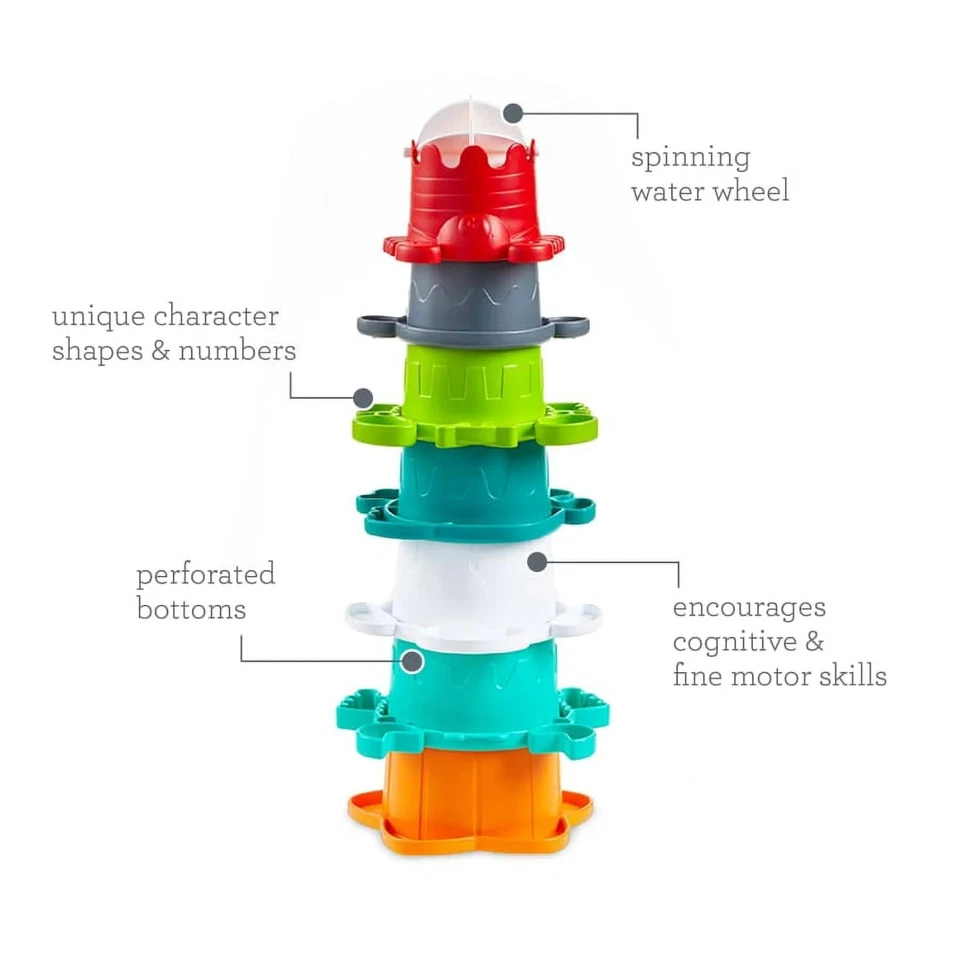 infantino® Baby Stack O' Fun™ Bath Time Stack Cups and Spinning Water Mill - Image 4 of 4