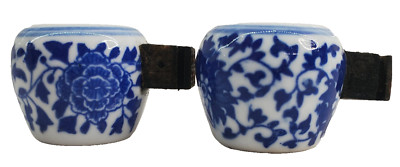 Bird Mini Blue & White Porcelain Bowl Feeders Food & Water Dishes for Wire Cages