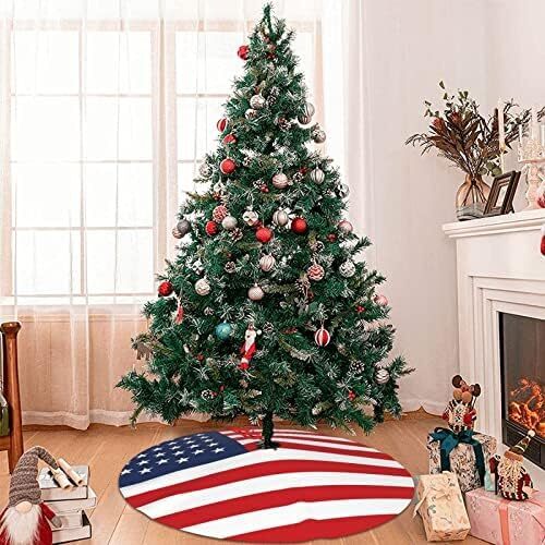 Christmas Tree Skirt Xmas Tree Mat Holiday Party Home Decor 48" American Flag - Picture 7 of 7