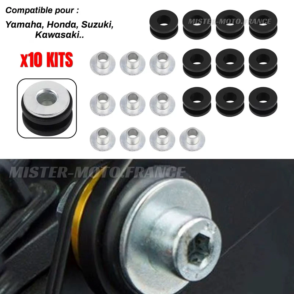x10 Boulon Oeillet Caoutchouc Carénage Moto ✅Honda Yamaha Suzuki Ktm Kawasaki - Photo 2/4