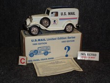 USPS US MAIL 1932 FORD PANEL VAN DELIVERY TRUCK Post Office DIECAST BANK Ertl