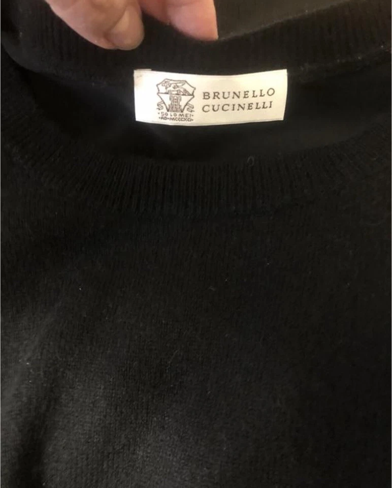 BRUNELLO CUCINELLI womens Top Sweater shirt Black Reglan 3/4sleeve Sz M6 - Image 4 of 4