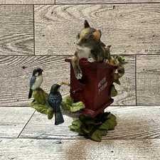 BRADFORD EDITIONS Cat's Meow Ornament 3.25” House Sitting Bird House Cat 1996