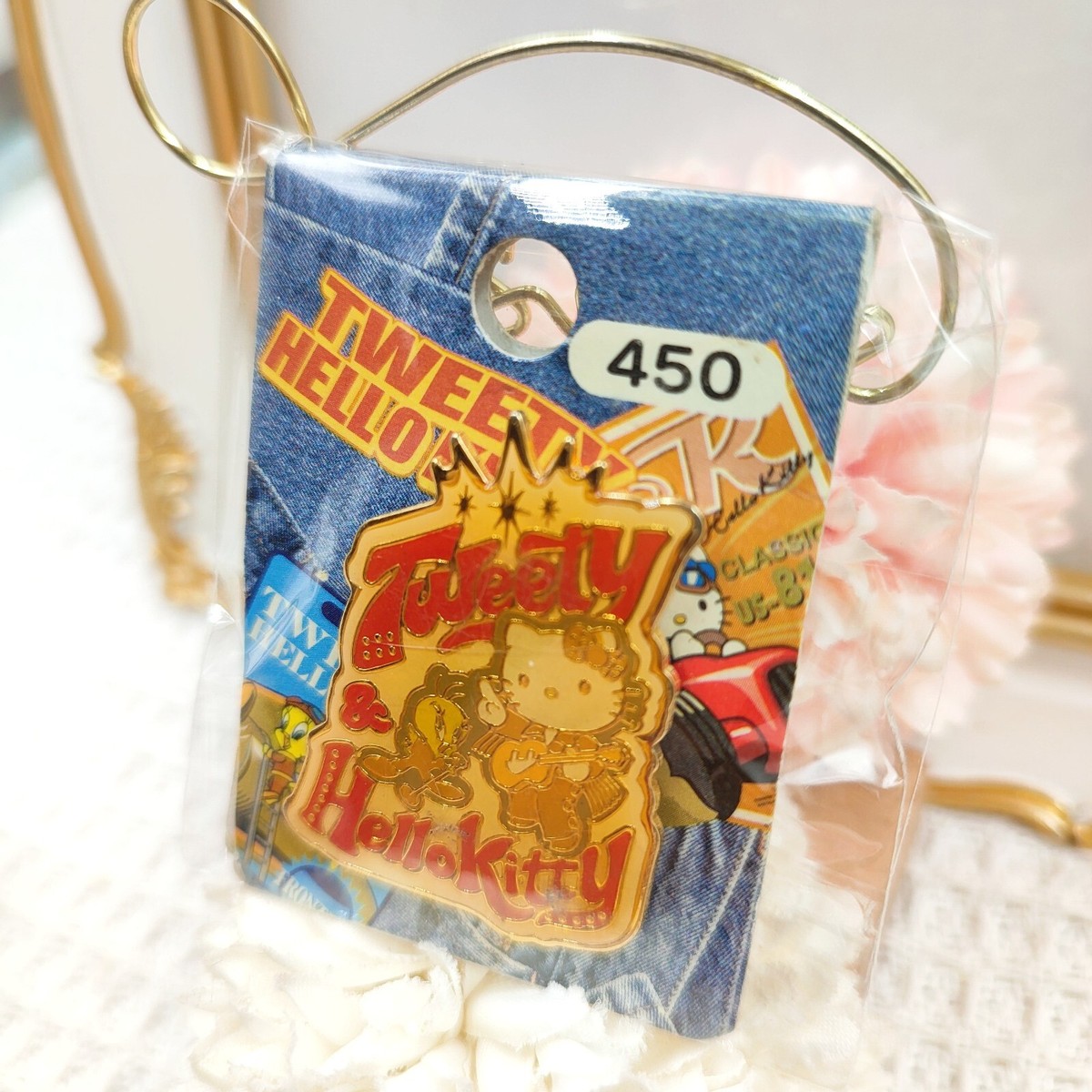 Sanrio Hello Kitty Tweety Pin Badge Denim Collection Vintage Japan 