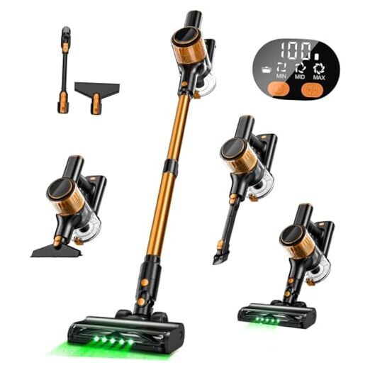 Cordless Vacuum Cleaner, 350W/30Kpa 8-in-1 Stick Vacuum with Anti-Tangle