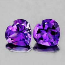 Purple Amethyst Heart 7.00 mm 2 pieces, Flawless-VVS , Natural Loose Gemstone