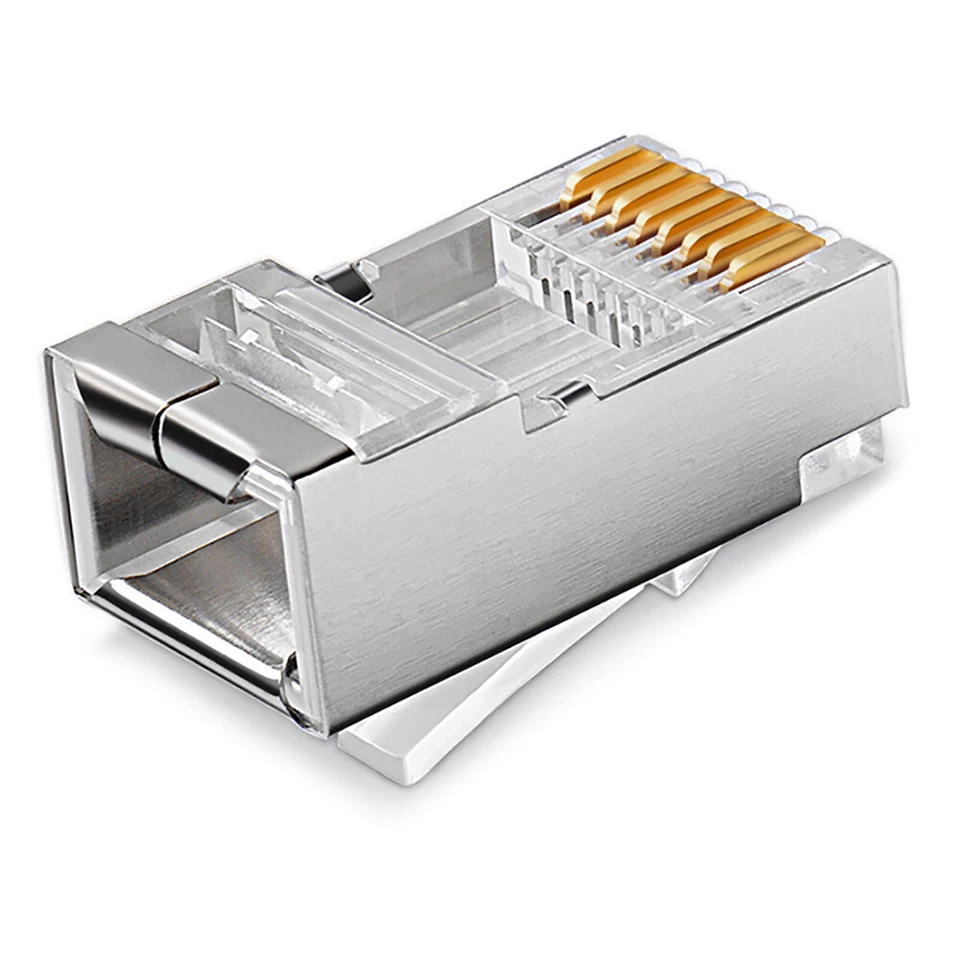 100 pcs RJ45 8P8C CAT5E Shielded Modular plug gold plated network connector - Image 2 of 4