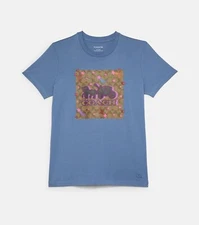 Coach C6555 Disco Star Horse And Carriage T Shirt Stone Blue - Size S(160/88A)
