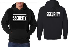 Security Hoodie Sweatshirt Bars Clubs Events 2 print location w/scores frt-back 