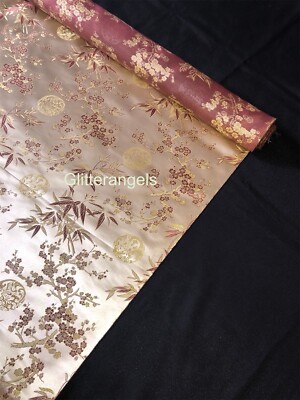 1 Meter Gold/Kupfer Medaillon Design Brokat Stoff 45'' breit
