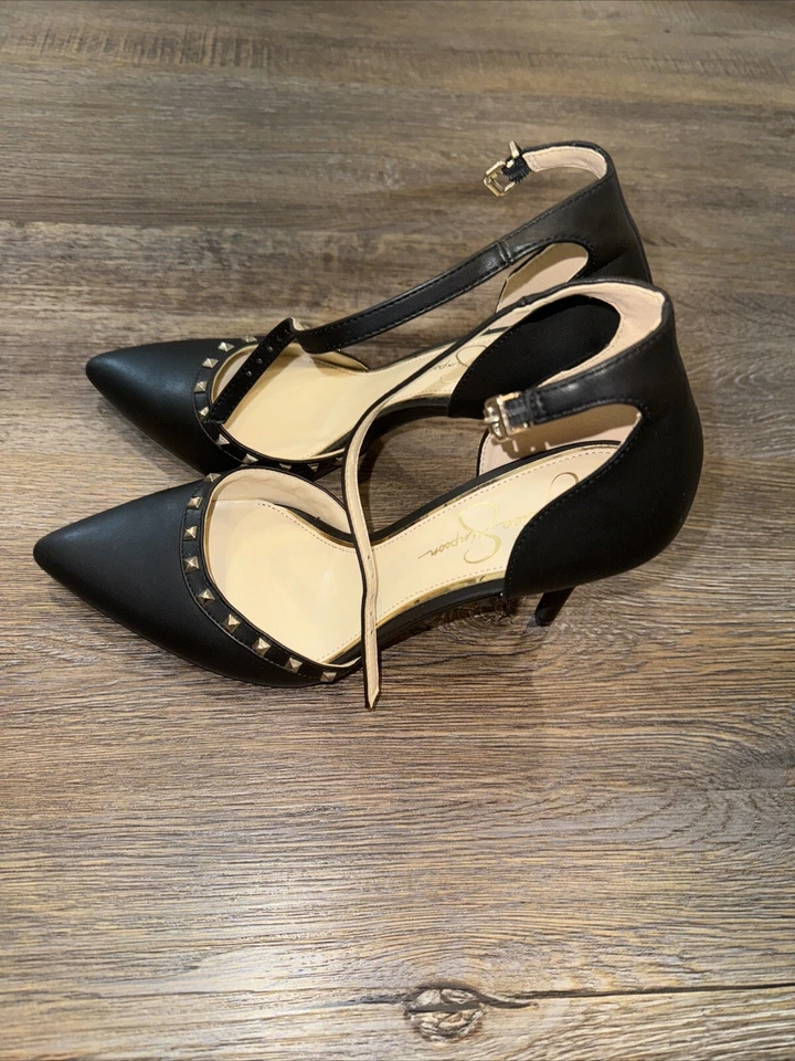 Zapatos Jessica Simpson negros de tacón alto con tiras talla 9,5 Foto 3 de 4