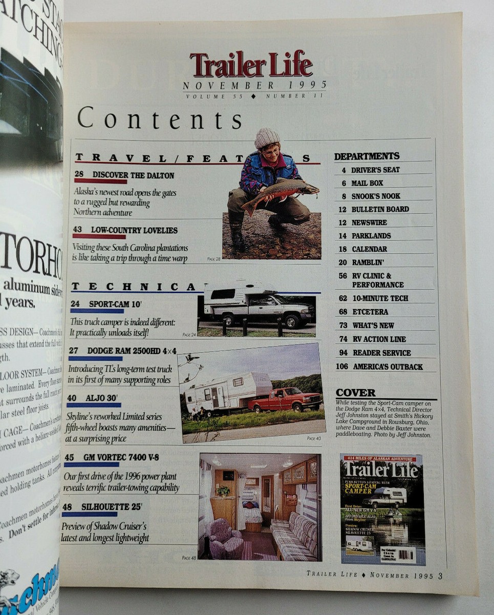 Trailer Life Magazine Nov 1995 Sport-Cam Camper - Skyline - GM V8 - Alaska  - EX | eBay