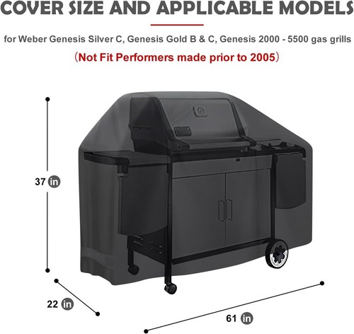Delixike 7552 Grill Grillabdeckung, 154cm Grillabdeckung für Weber Genesis silber/gol - Bild 2 von 3
