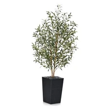 Artificial Olive Tree - Tall Faux Olive Trees with Natural Wood 5FT Black