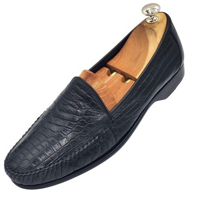 Bragano Crododile leather shoe - crafted in ITALY. Vintage Bragano Exotic Crocodile Italy Men 9.5 Black Leather main image 3