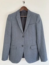 Mens Top Man Suit Jacket Peak Lapel Sport Coat Blazer Heather Gray Tweed 38R