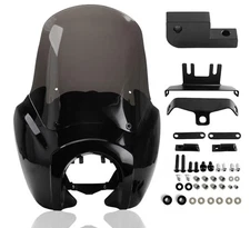 FATECIM Headlight Fairing with 15'' Smoke Windshield Windscreen for Harley Dyna
