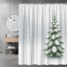 Winter Wonderland Shower Curtain - Snowy Tree Design for Holiday Decor