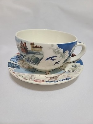 GIEN Paris-Paris Teacup & Saucer Tour Eiffel, Opéra, Montmartre & Champs-Elysées