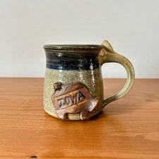 Handmade Stoneware Souvenir Iowa Pig Mug | Signed Art Pottery