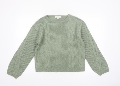 Marks and Spencer Damen Pullover Grün Zopfmuster Rundhals Größe S