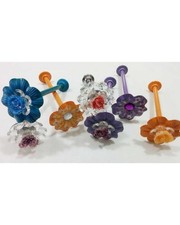 Coppia ferma tenda accessori per tenda acciaio modello fiore con pietre strass 6