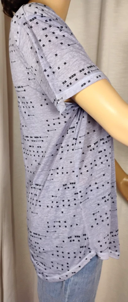 Camiseta deportiva Mudd Lg púrpura elástica en 4 vías ajustada semi transparente cuello en V boho Foto 4 de 4