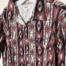 Vintage Wrangler Retro Western Shirt Pearl Snap Aztec Brush Popper Med 100 Cot
